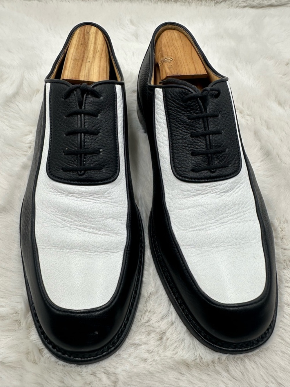 Gravati Mens Two Tone Leather Oxford Dress Shoes Black White size 10 - Picture 5 of 12